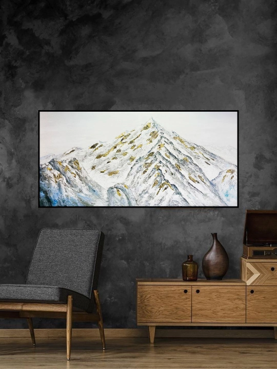 Interyer premium kartina, qo‘l ishi, 60x120 «Oltin Cho‘qqilar Sokinligi»