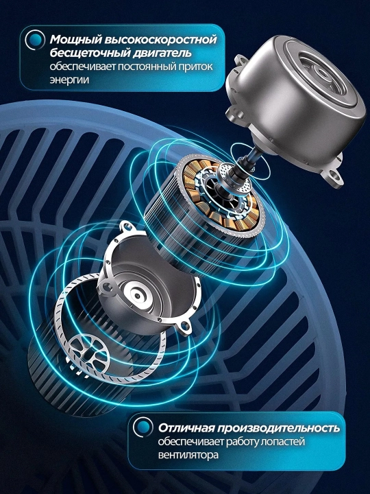 Simsiz mini ventilyator, stol usti, portativ, 5 xil rejimli, uy uchun sokin ventilyator