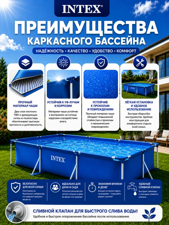 Бассейн intex, бассейн каркасный, бассейн для взрослых, бассейн, большой бассейн