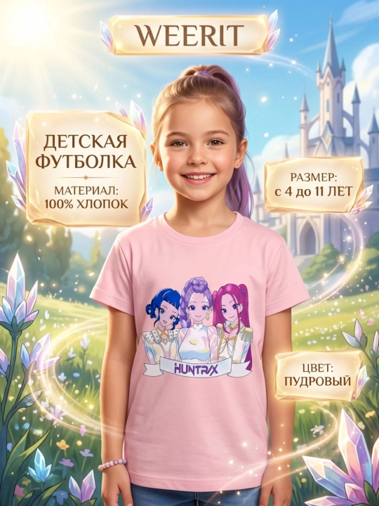 Детская футболка WEERIT HUNTRIX, для девочек, 100% хлопок, 4 - 11 лет - 