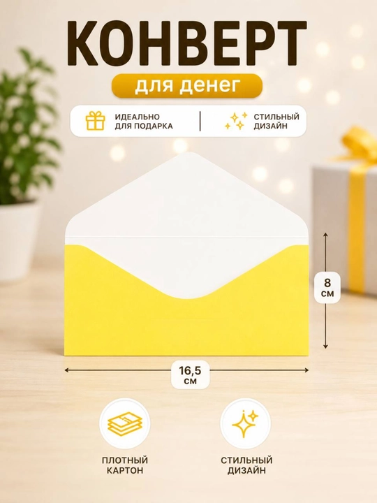 Конверт для денег, 16.5 х 8 см