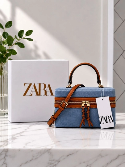 Женская сумка в стиле Zara. Crossbody — модель, которую носят через плечо — MUNSUMK-ZARA901-НГОЛУБ