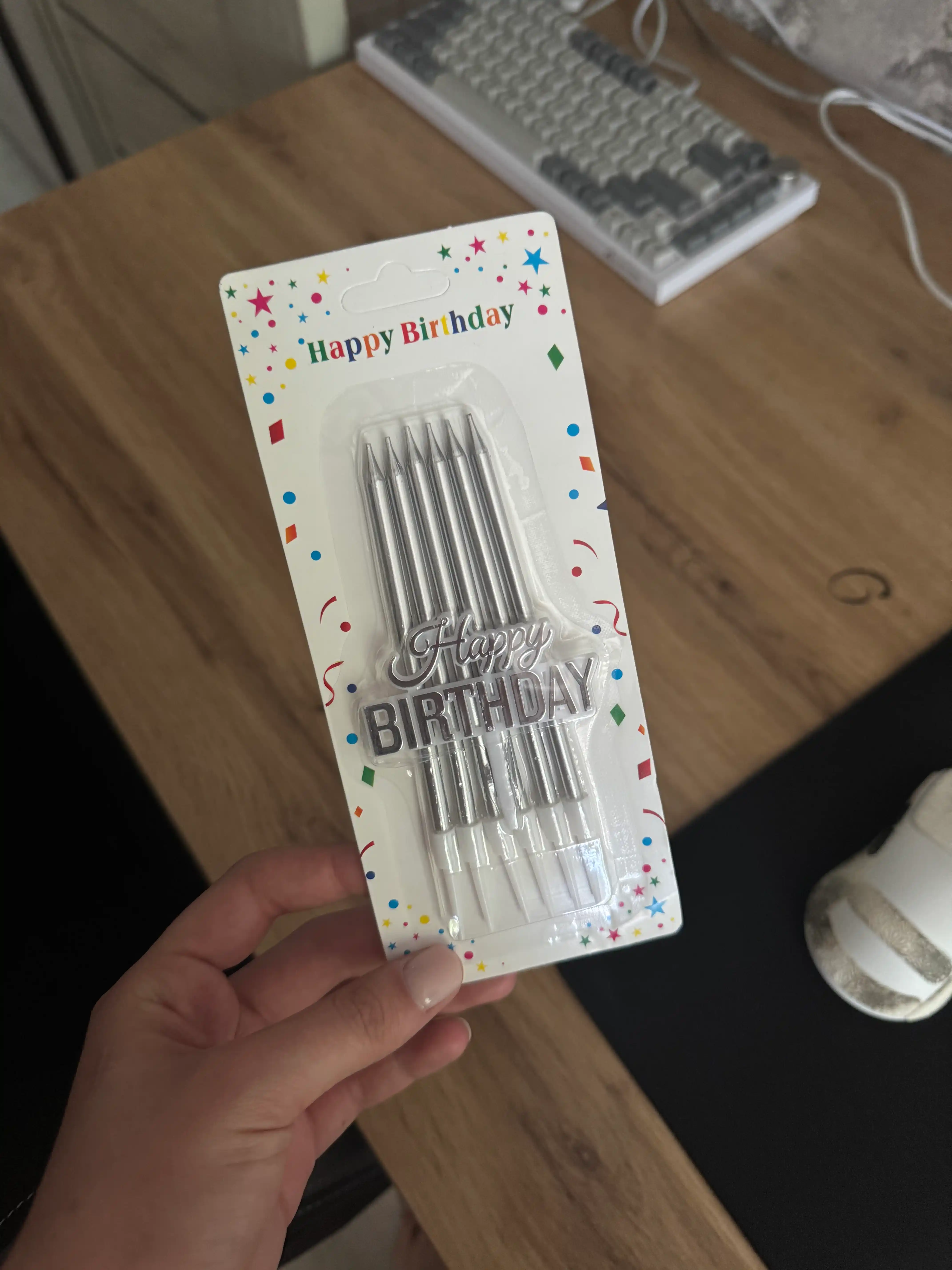 Свечи для торта Happy Birthday набор 6 шт с декоративным элементом Happy Birthday