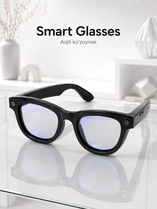 Smart Glasses aqlli ko‘zoynak, AI yordamchi va ovozli boshqaruv bilan - 