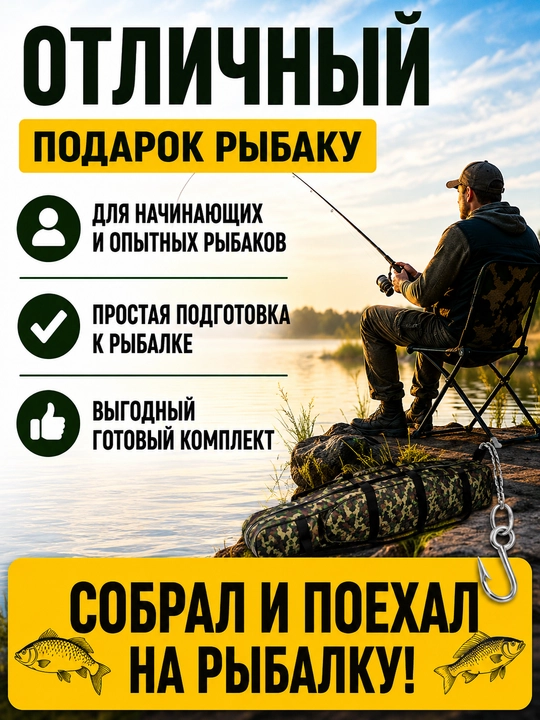 Baliq ovlash to‘plami 16 ta buyum, qarmoq va g‘altak, baliq ovlash anjomlari komplekti