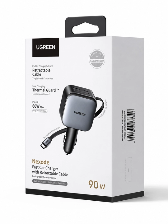 UGREEN EC603 (55909B) — 90W quvvatga ega avtomobil zaryadlovchi qurilmasi