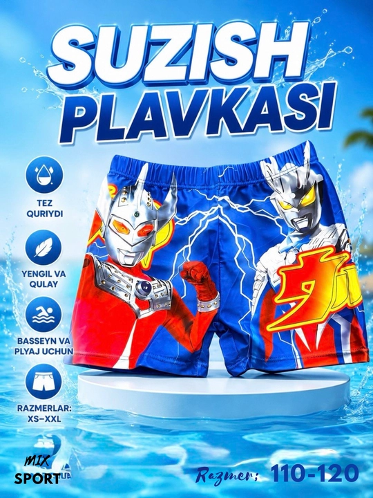 Erkaklar uchun plavka shortik, suzish va basseyn uchun elastik tez quriydigan shortik - 