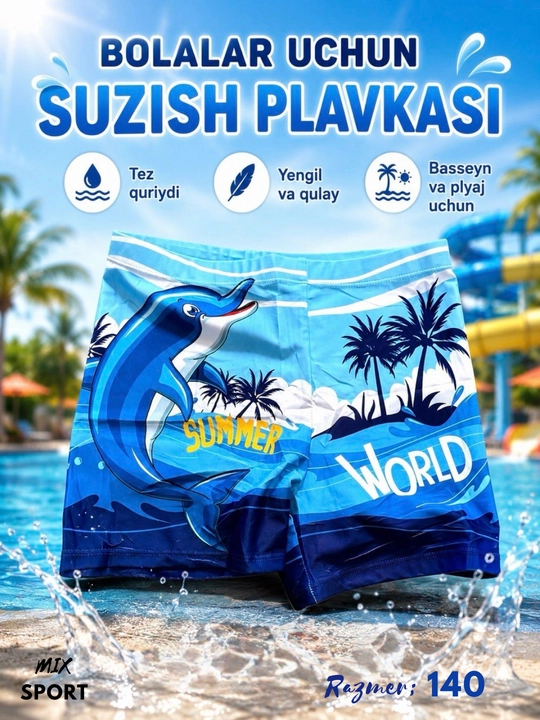 Erkaklar uchun plavka shortik, suzish va basseyn uchun elastik tez quriydigan shortik - 