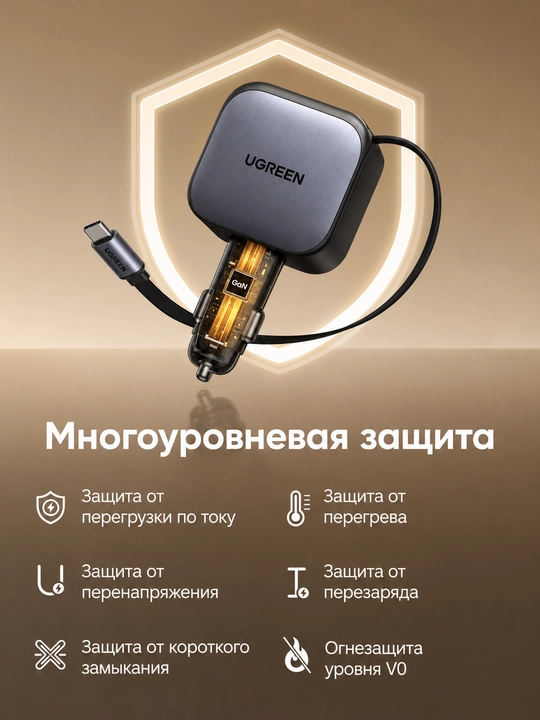 UGREEN EC604 (55910B) — 145W quvvatga ega premium avtomobil zaryadlovchi qurilmasi