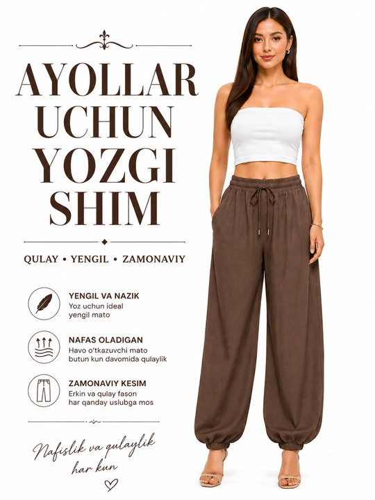 Ayollar uchun yengil yozgi shim