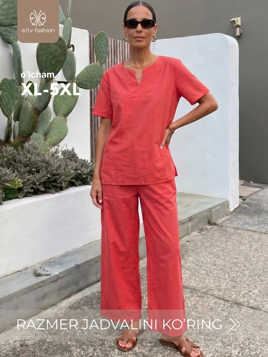 Ayollar yozgi kostyumi, katta razmerlar, 100% paxta — Elly Fashion - 