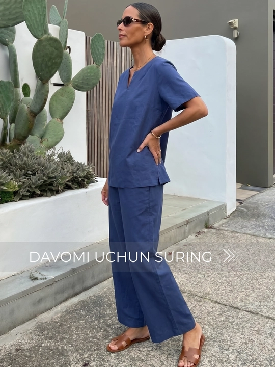 Ayollar yozgi kostyumi, katta razmerlar, 100% paxta — Elly Fashion