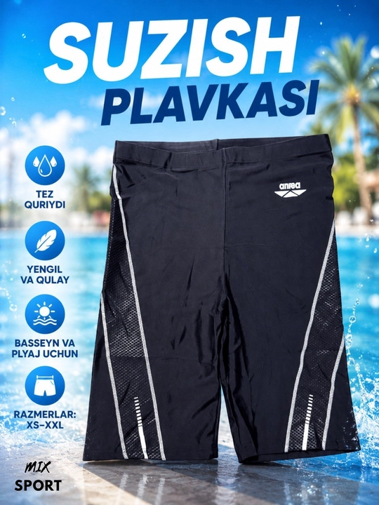 Erkaklar uchun plavka shortik, suzish va basseyn uchun elastik tez quriydigan shortik