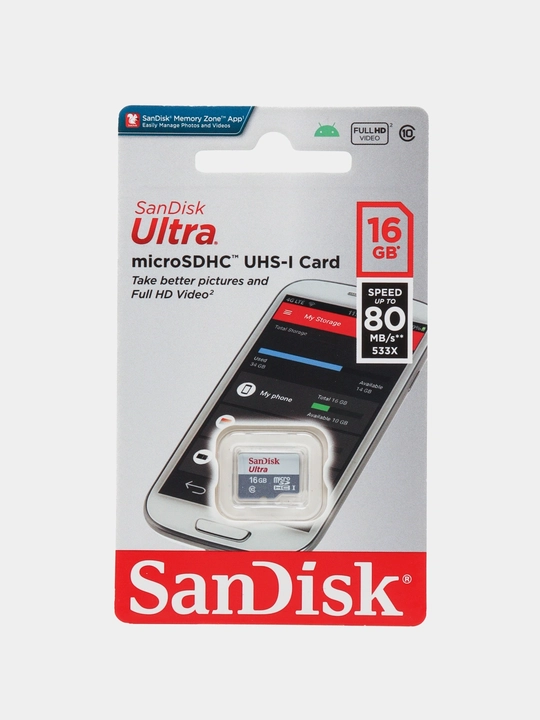 Карта SanDisk Ultra microSD 64/16 гб