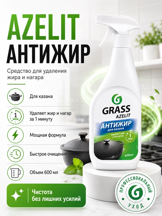 Grass Azelit Qozon uchun yog‘ tozalovchi vosita (Antijir), 600 ml - 