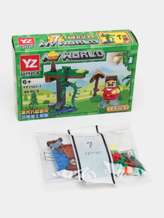 Minecraft konstruktori, Lego paketi, ferma konstruktori, qal’a, ajdar bilan jang - 