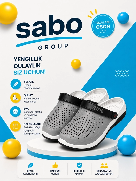 Sabo-yozgi plyaj ,uy , ish va erkaklar uchun poyabzal
