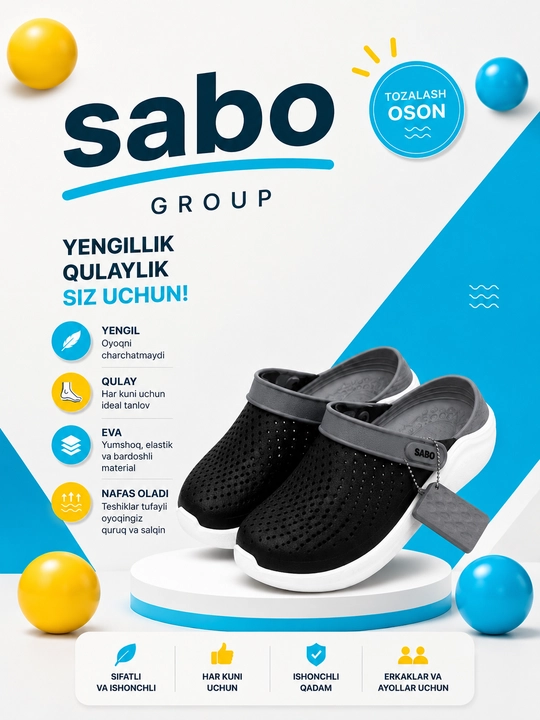 Sabo-yozgi plyaj ,uy , ish va erkaklar uchun poyabzal
