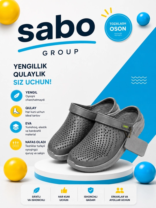 Sabo-yozgi plyaj ,uy , ish va erkaklar uchun poyabzal