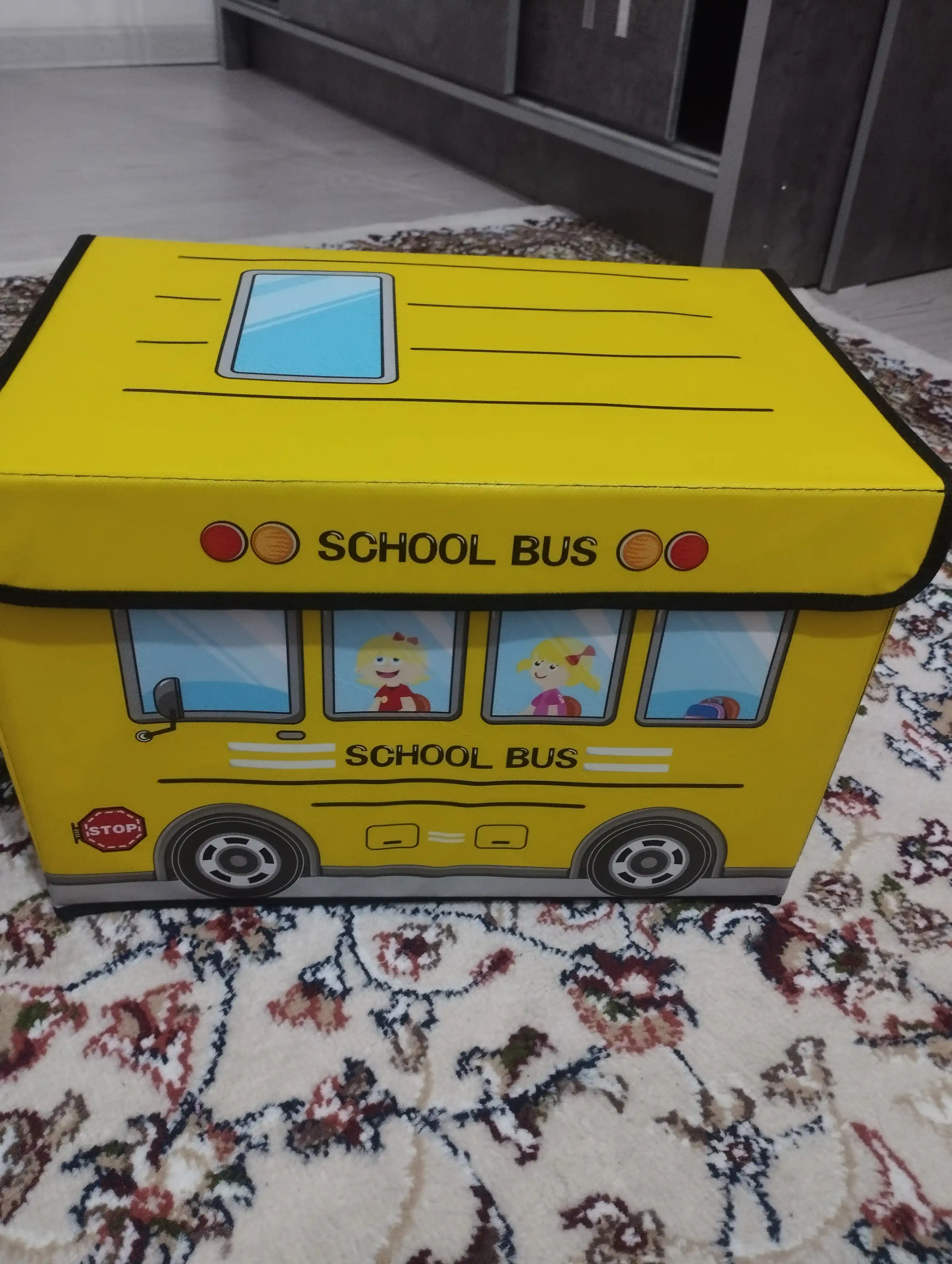 Корзина для игрушек с крышкой автобус