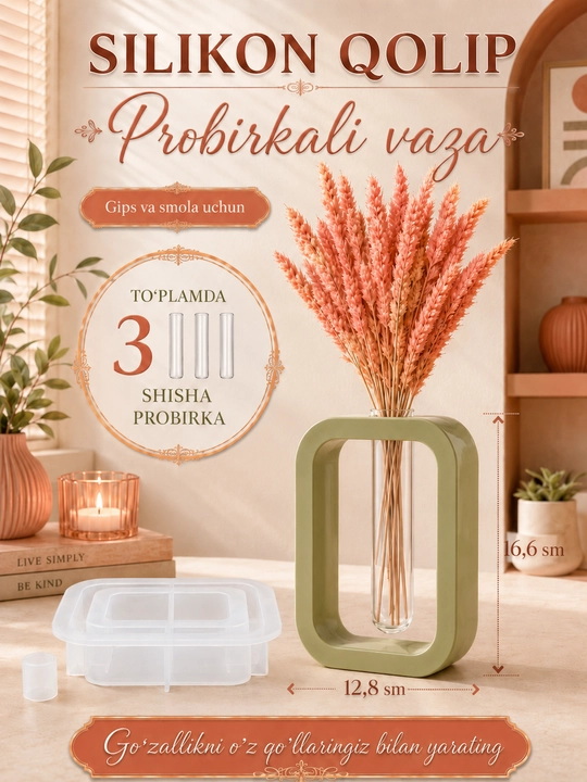 Silikon qolip, gullar uchun guldon, guldon qolipi, gips va smola uchun mold