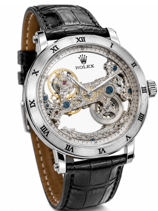 Erkaklar qo'l soati,Rolex sklet model, ichki mexanizm ko'rinib turadi, mexanika soat qutsi