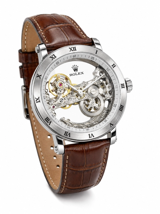Erkaklar qo'l soati,Rolex sklet model, ichki mexanizm ko'rinib turadi, mexanika soat qutsi