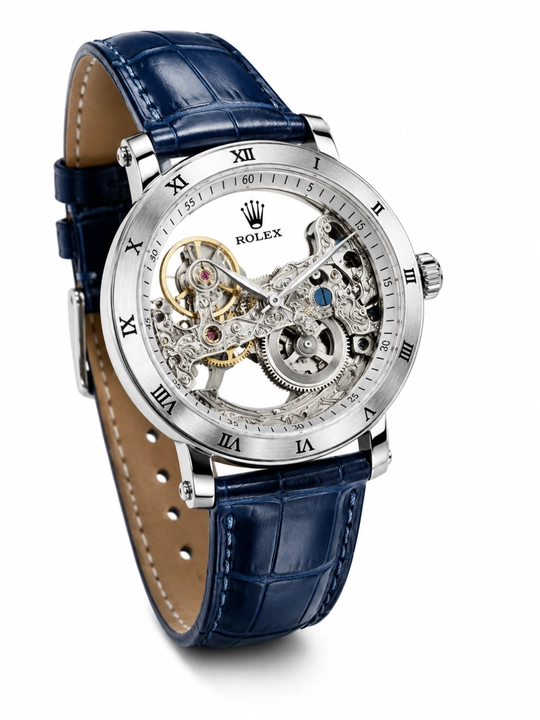 Erkaklar qo'l soati,Rolex sklet model, ichki mexanizm ko'rinib turadi, mexanika soat qutsi