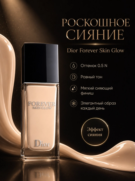 Yengil tonal krem, uzoq saqlanuvchi makiyaj, Dior forever skin glow 0.5N neutral glow