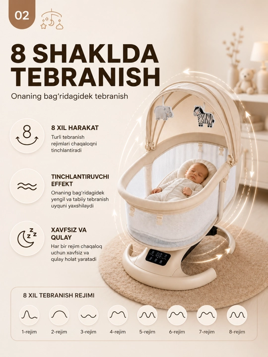 Bolalar elektr shezlongi, elektrolyulka, beshik, yangi tug'ilgan chaqaloq uchun to'shak