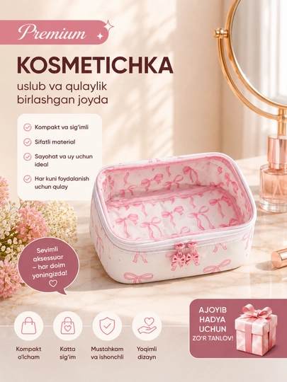 Косметичка-органайзер, удобная и вместительная для ежедневного использования — YASMNA-KOSMETICHKA-КОНФЕТН