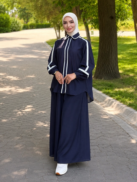 Женский костюм из итальянской органзы , рубашка + брюки-палаццо - 