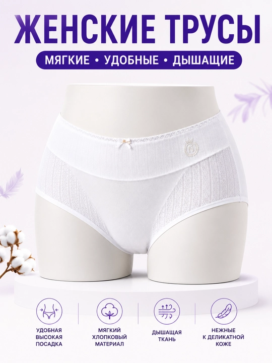 Женские трусы с высокой посадкой, Женские хлопковые трусы на каждый день - 