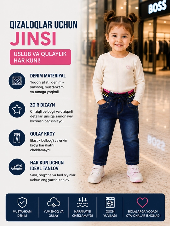 Qizlar uchun izolyatsiyalangan jinsi shimlar - 