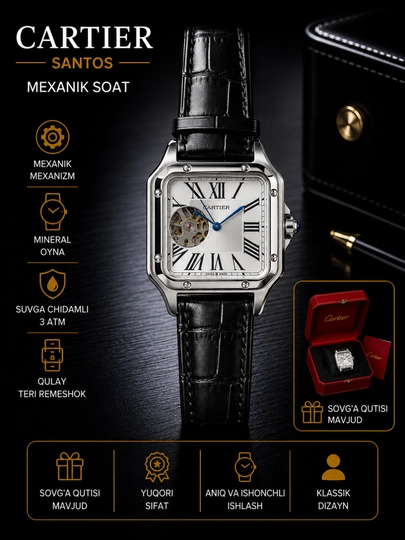 Мужские механические наручные часы Cartier, различные модели, в коробке и с документами — WATCHOZ-CARTIER2XIL-КОНФЕТН