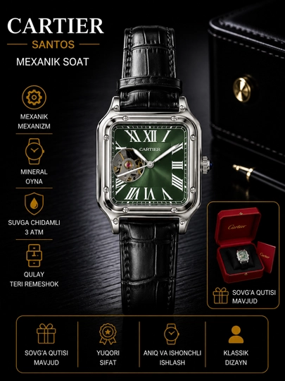 Мужские механические наручные часы Cartier, различные модели, в коробке и с документами — WATCHOZ-CARTIER2XIL-САЛАТ