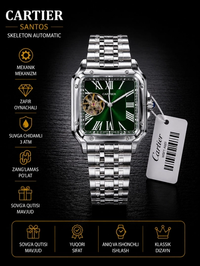 Мужские механические наручные часы Cartier, различные модели, в коробке и с документами — WATCHOZ-CARTIER2XIL-CЕРМЕЛ
