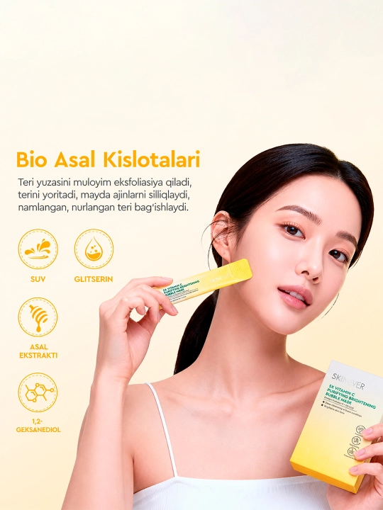 Yuz uchun SKINEVER 5X Vitamin C tozalovchi va tiniqlashtiruvchi pufakli niqob, sashda