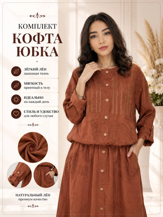 Комплект одежды для женщин и девушек: кофта и юбка, двойка стандарт 46-48-50