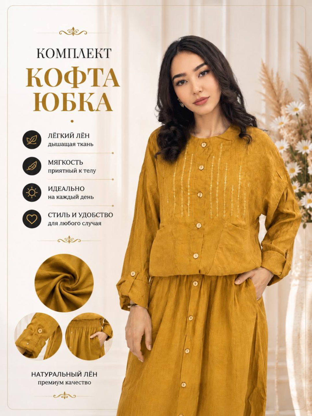 Комплект одежды для женщин и девушек: кофта и юбка, двойка стандарт 46-48-50