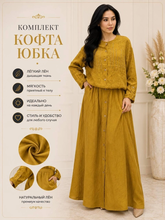 Комплект одежды для женщин и девушек: кофта и юбка, двойка стандарт 46-48-50 - 