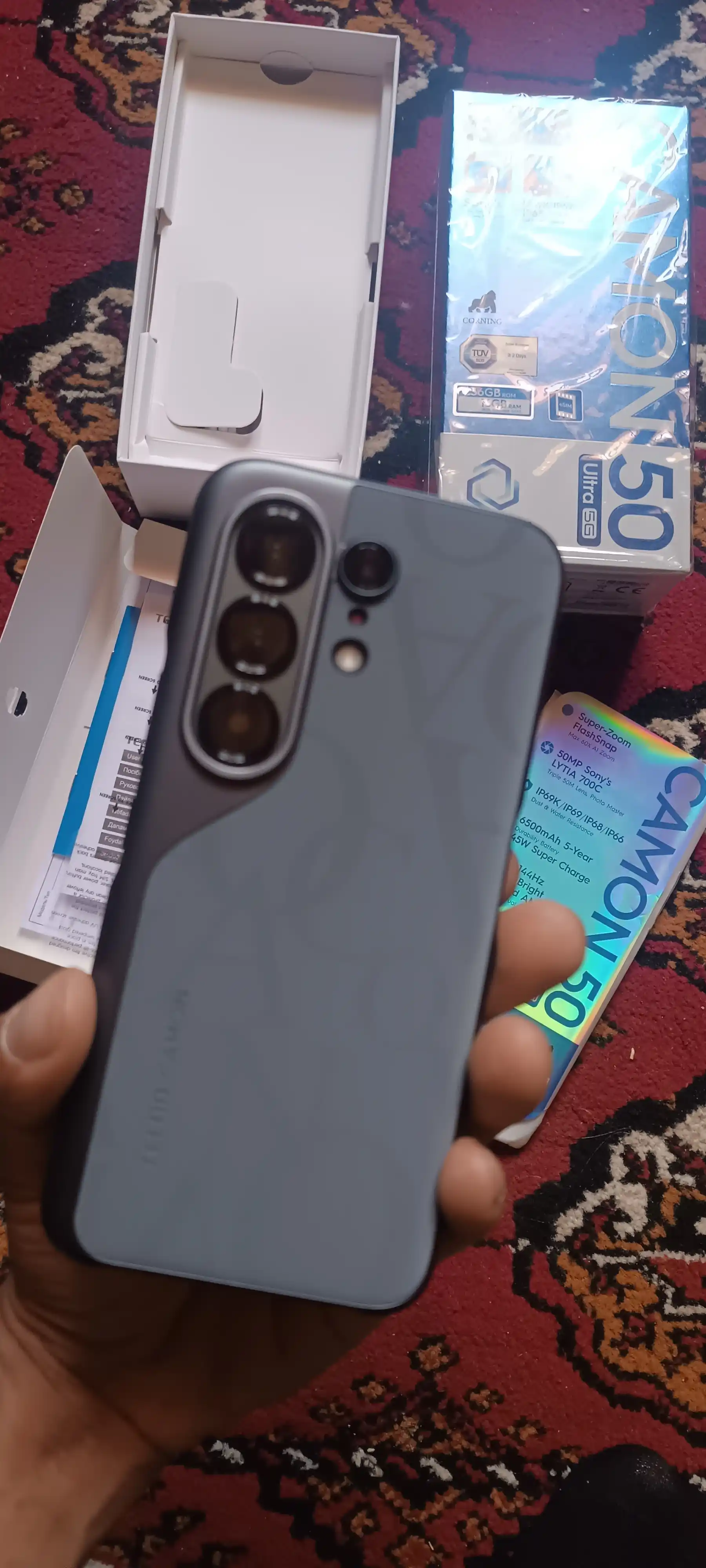 Смартфон TECNO CAMON 50 Ultra 5G 8/256 ГБ, AMOLED 144 Гц, 50Мп OIS+3X Зум, 6500 mA