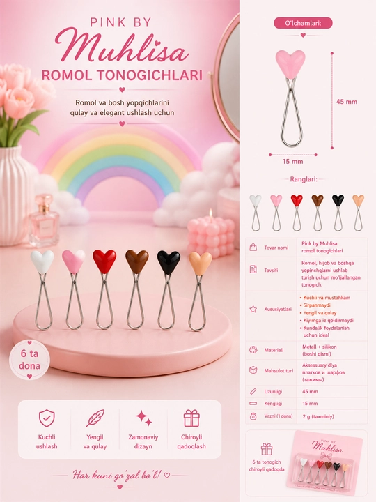 Yurakchali romol uchun to'nog'ichlar, 6 dona - 