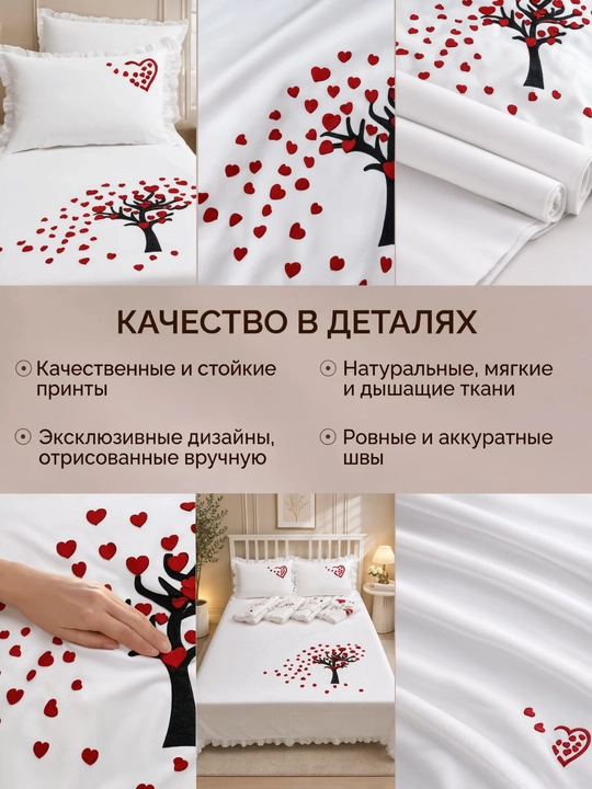 Мягкий и теплый комплект постельного белья с узором сердечек