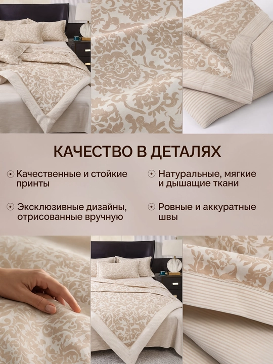 Комплект постельного белья с элегантным классическим орнаментом и современным дизайном