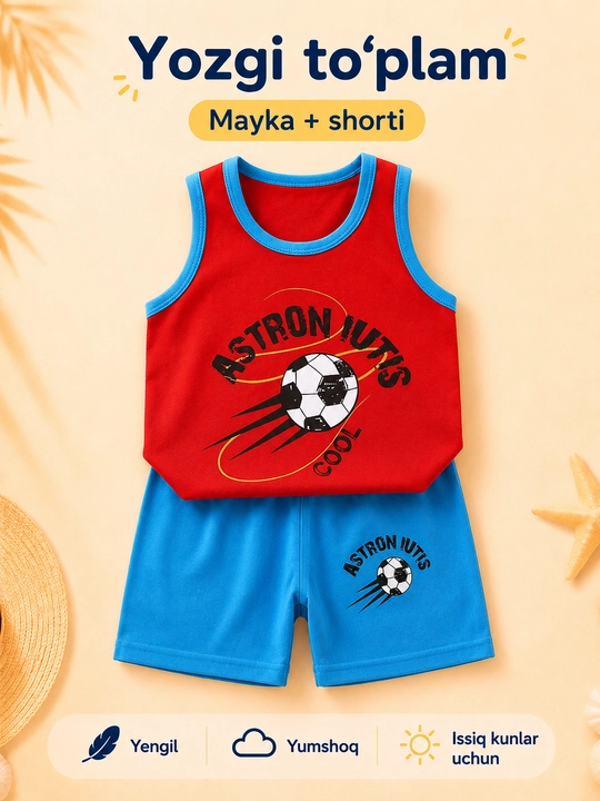 Bolalar yozgi to‘plami, mayka va shortik