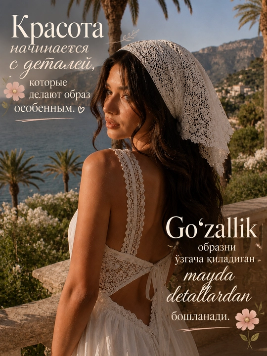 Baska to‘ridan ro‘mol, boshga ro‘mol, ayollar bandanasi, koreys uslubida, yozgi ro‘mol
