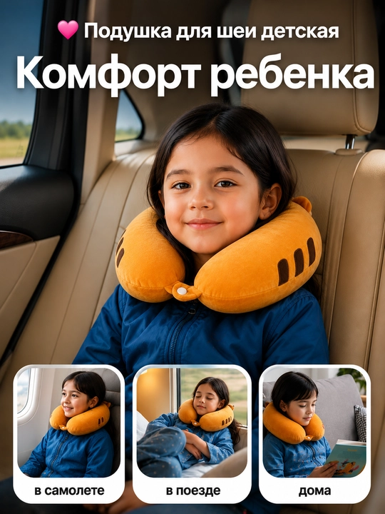 Подушка для шеи дорожная с эффектом памяти, детская, для путешествий, ортопедическая