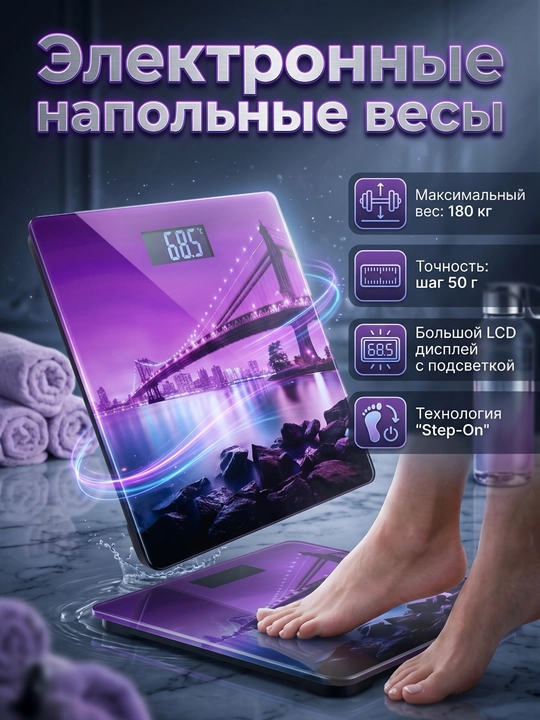 Весы напольные, умные электронные для тела, для дома, до 180 кг