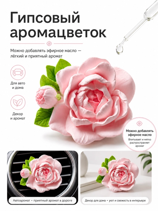 Гипсовый аромакамень для эфирных масел, 1 штука, подходит для дома и автомобиля - 